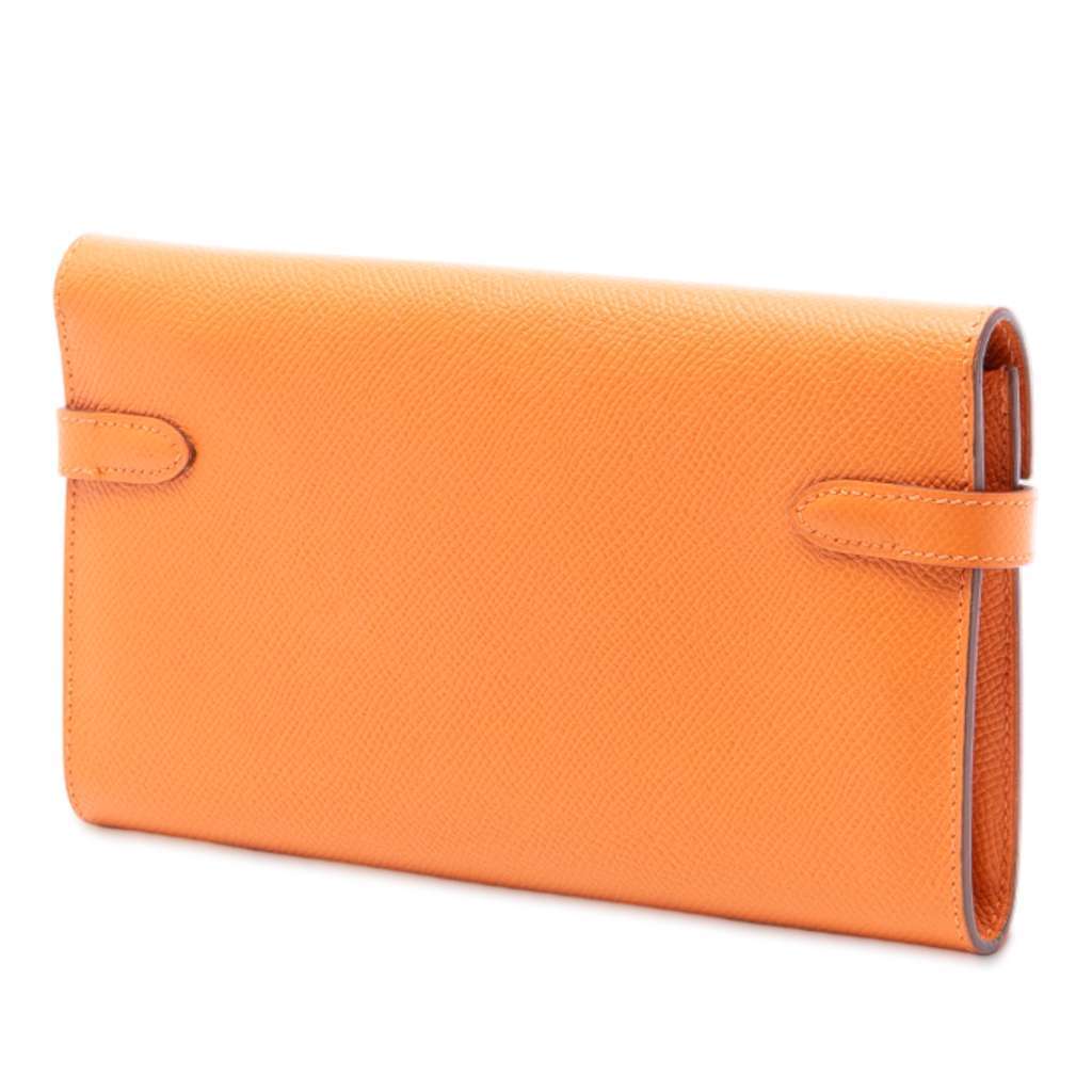 Hermès Epsom Kelly Trifold Long Wallet Orange Leather Very good condition - Back View