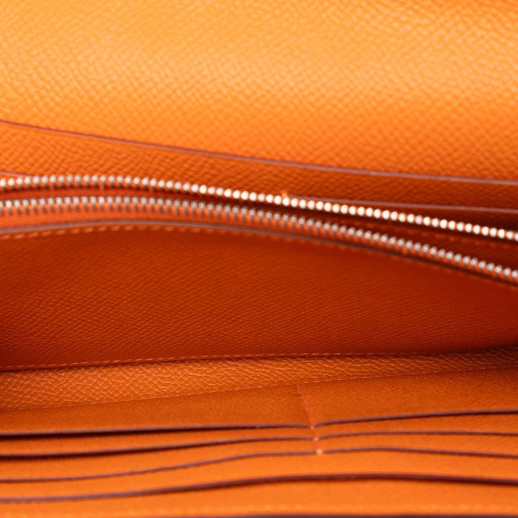 Hermès Epsom Kelly Trifold Long Wallet Orange Leather Very good condition - Model View