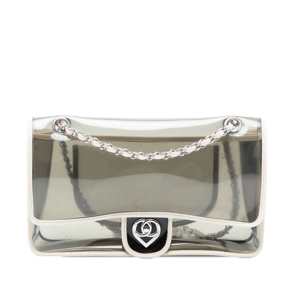Chanel Large PVC and Lambskin Naked Flap White Very good condition - Front View