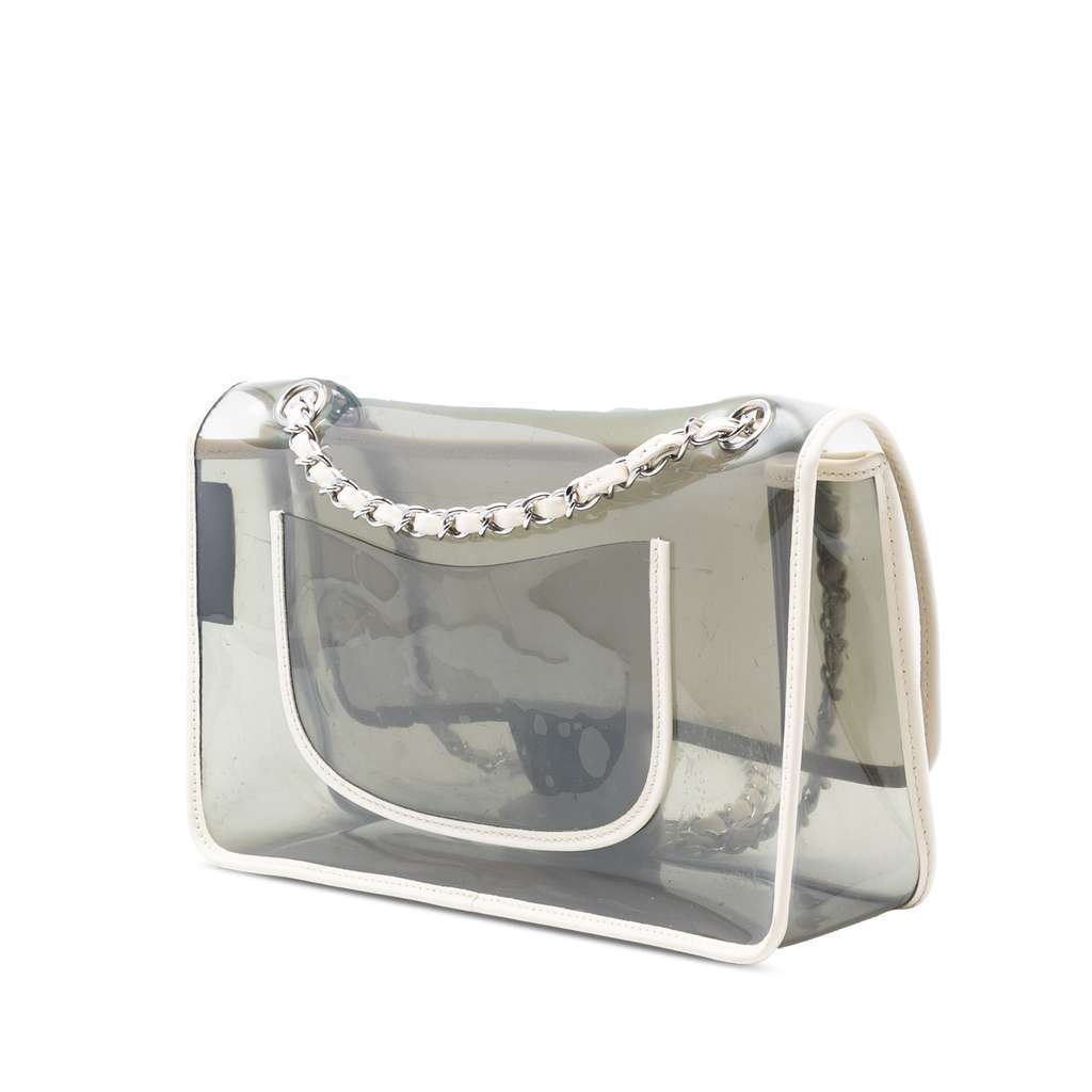 Chanel Large PVC and Lambskin Naked Flap White Very good condition - Back View