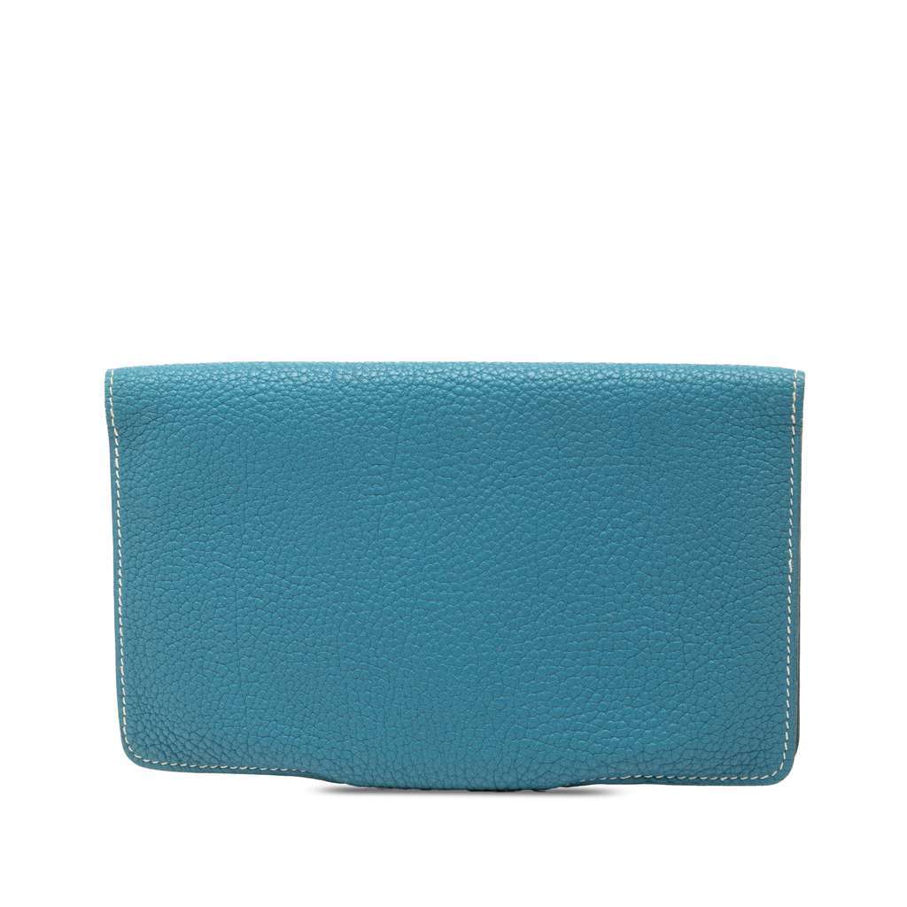 Hermès Togo Dogon Long Wallet Blue Leather Very good condition - Back View