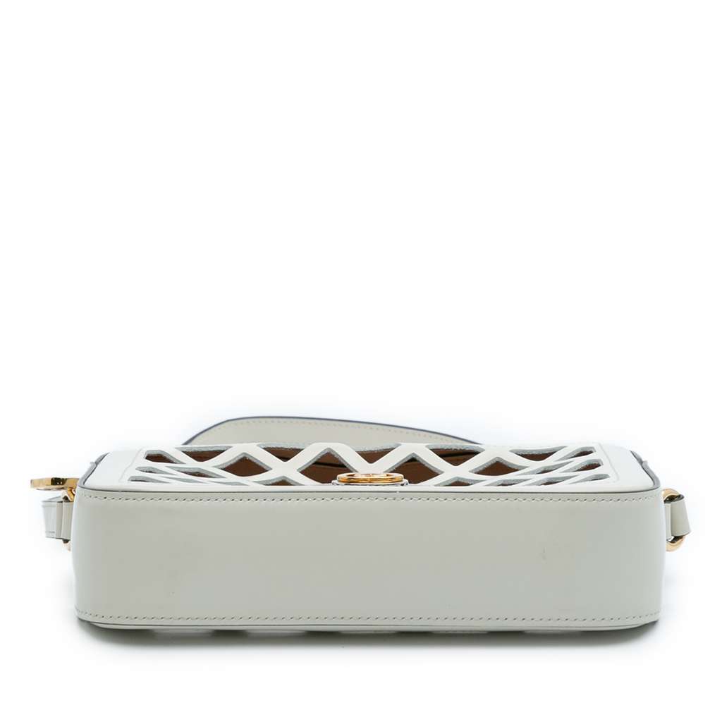 Gucci Cutout Leather and Flora Canvas Infinity Crossbody White Leather Very good condition - Inside View