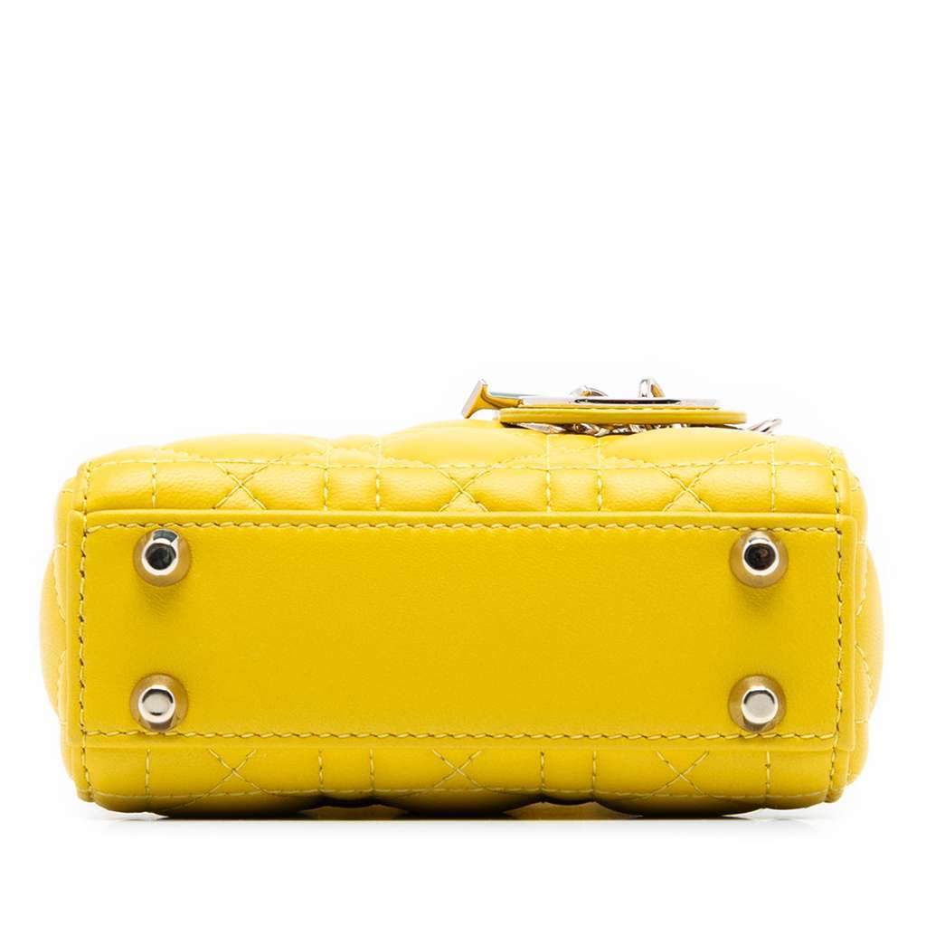 Dior Micro Lambskin Cannage Lady Dior Yellow Leather Very good condition - Inside View