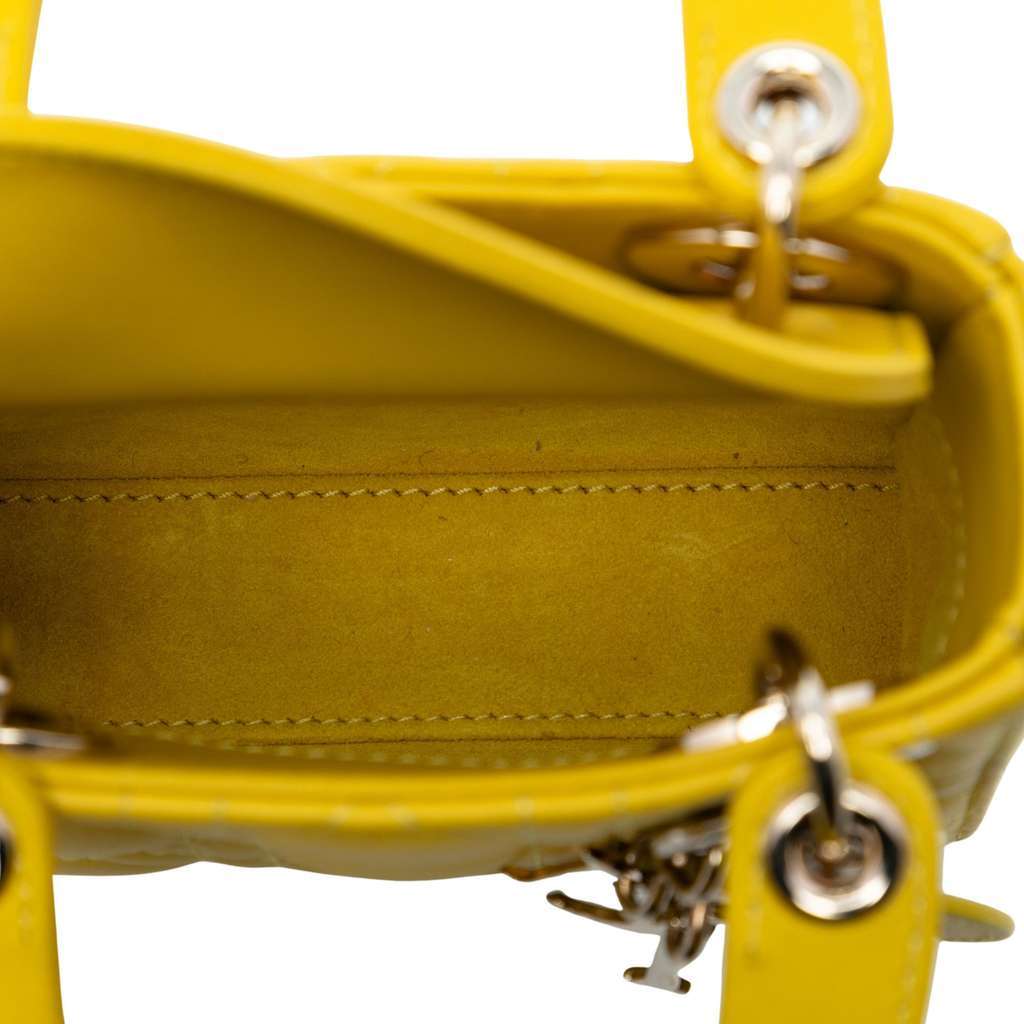Dior Micro Lambskin Cannage Lady Dior Yellow Leather Very good condition - Model View
