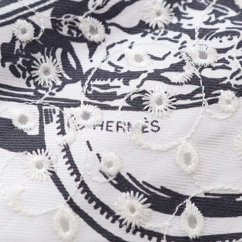 Hermès Brides de Gala Broderie Anglaise Silk Scarf 70 White Silk Very good condition - Back View