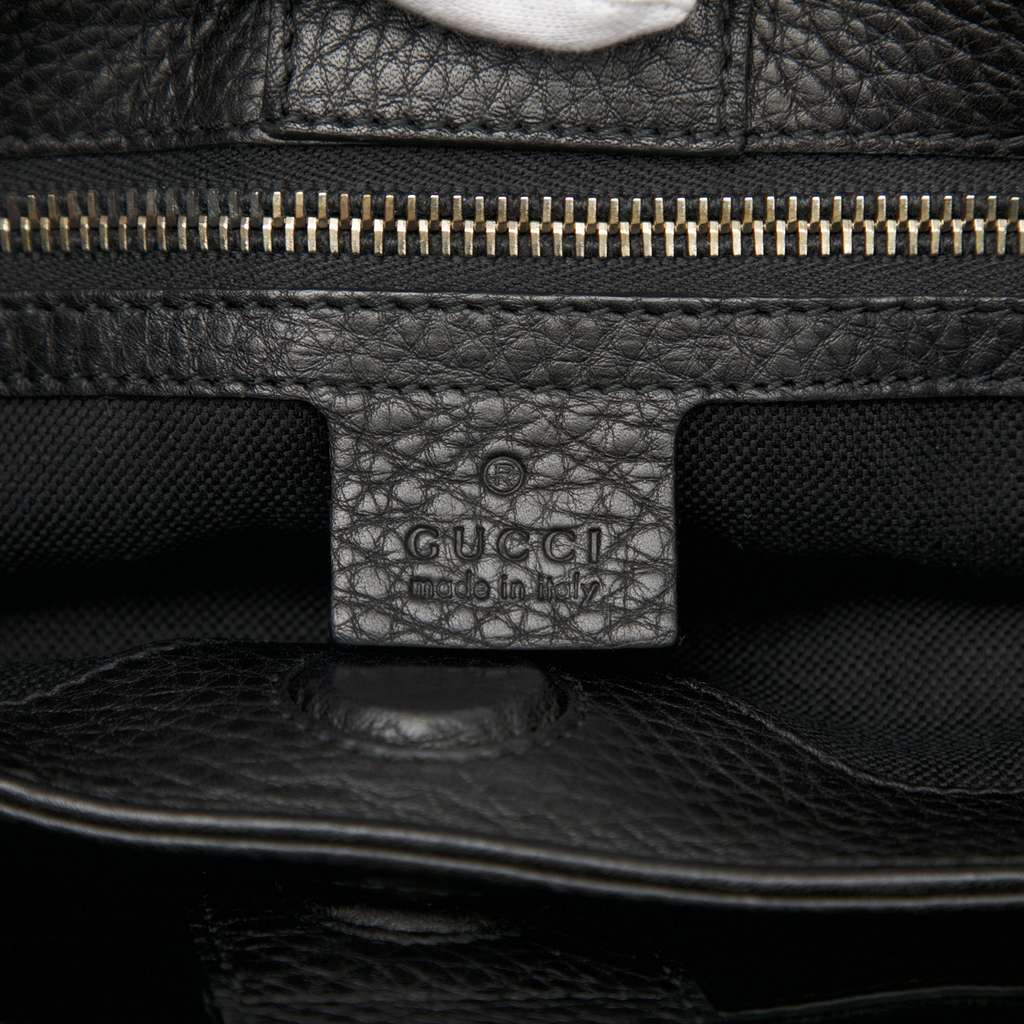 Gucci Small Calfskin Bamboo Shopper Satchel Black Leather Good - Box View