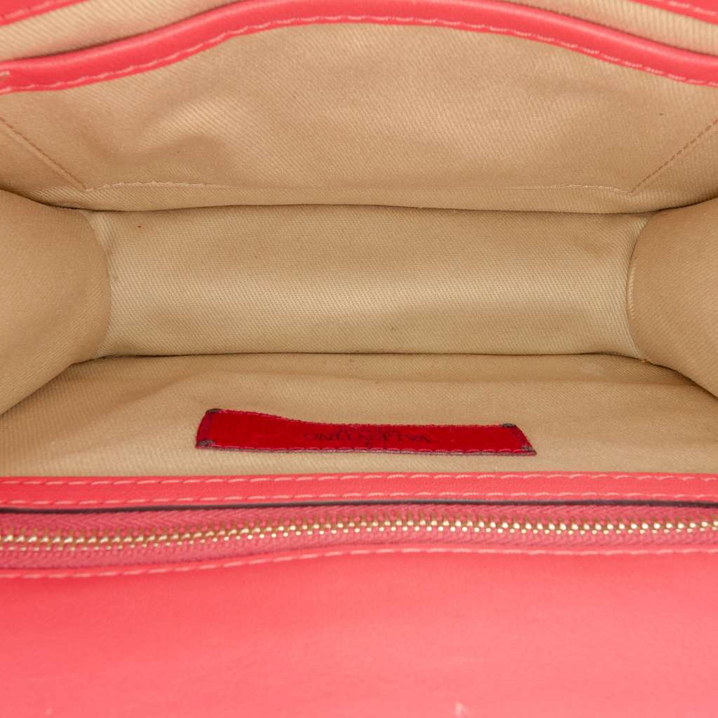 Valentino Small Rockstud Glam Lock Crossbody Pink Leather Very good - Model View