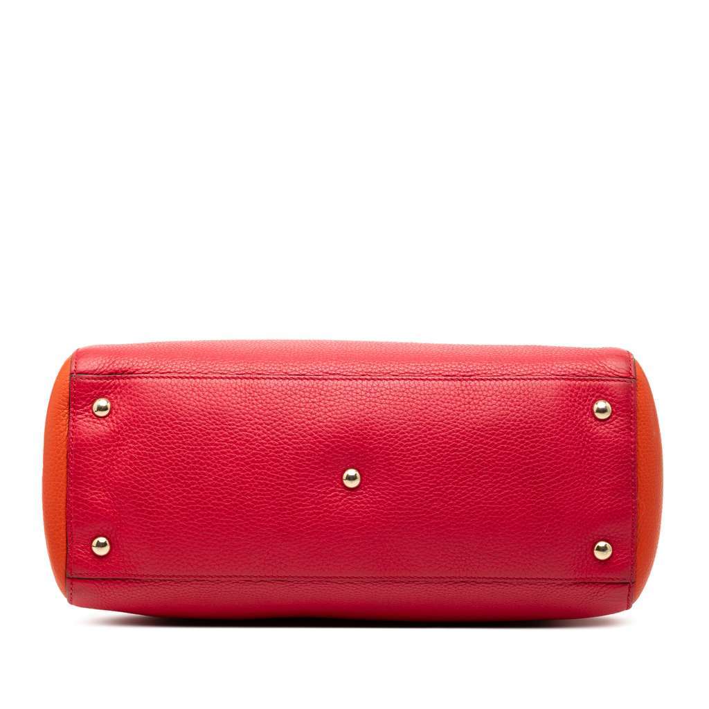 Gucci Medium Bicolor Calfskin Bamboo Shopper Satchel Red Leather Very good - Inside View