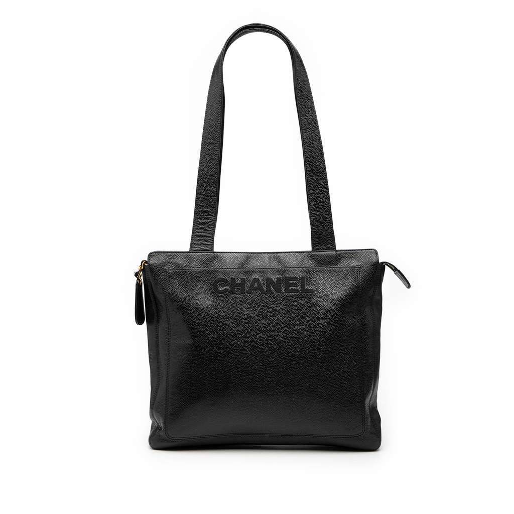 Chanel Caviar LAX Logo Tote Black Leather Good condition - Front View