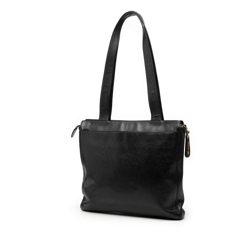 Chanel Caviar LAX Logo Tote Black Leather Good condition - Back View