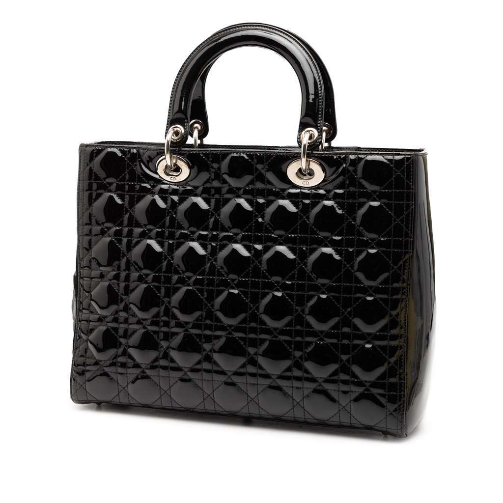 Dior Large Patent Cannage Lady Dior Black Leather Very good - Back View