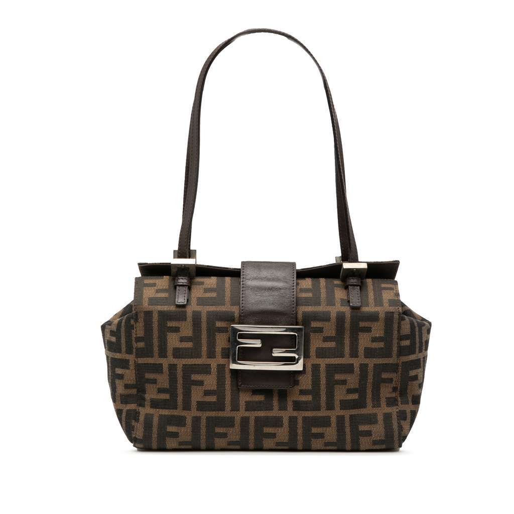 Fendi Zucca Canvas Bento Box Shoulder Bag Brown Canvas Very good condition - Front View