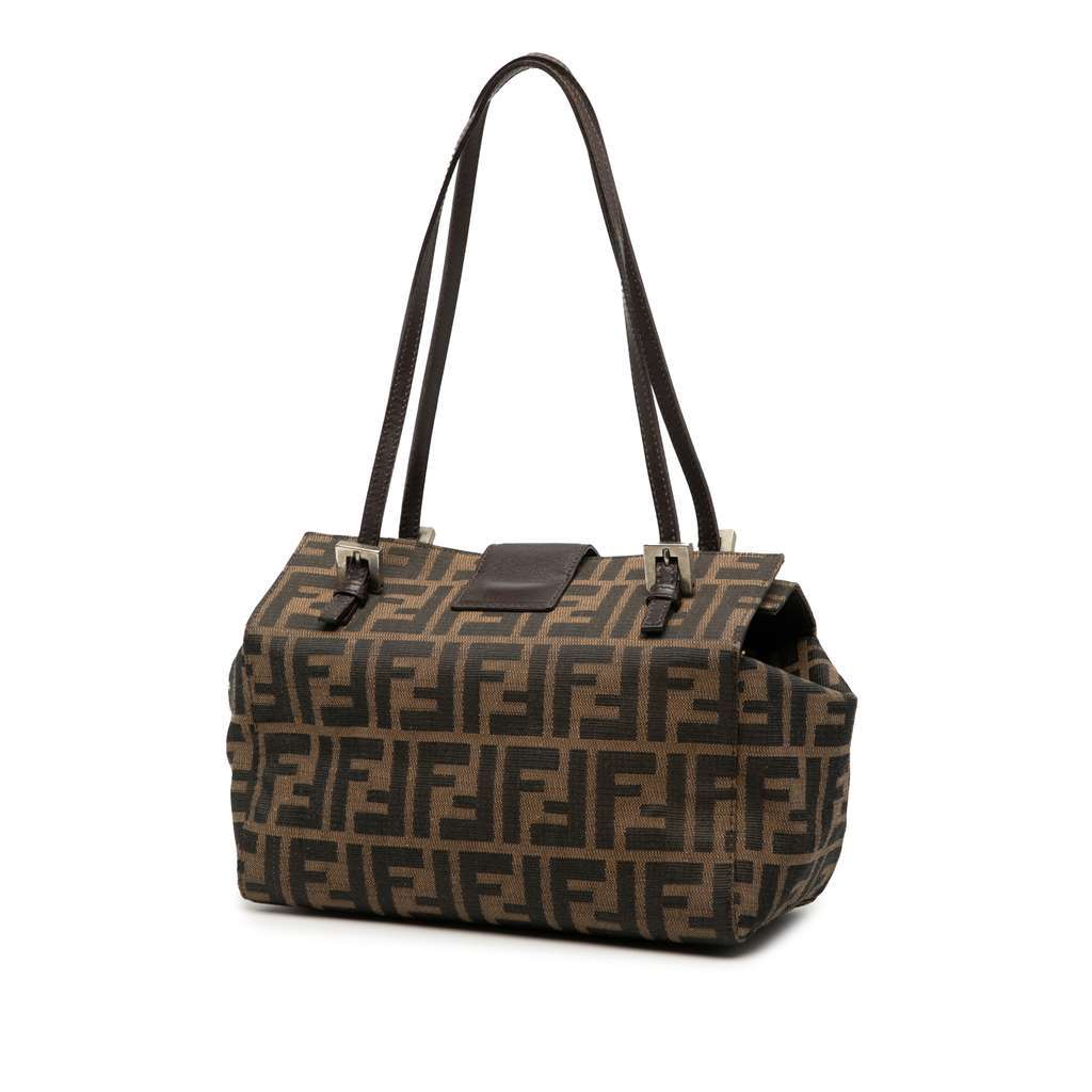 Fendi Zucca Canvas Bento Box Shoulder Bag Brown Canvas Very good condition - Back View