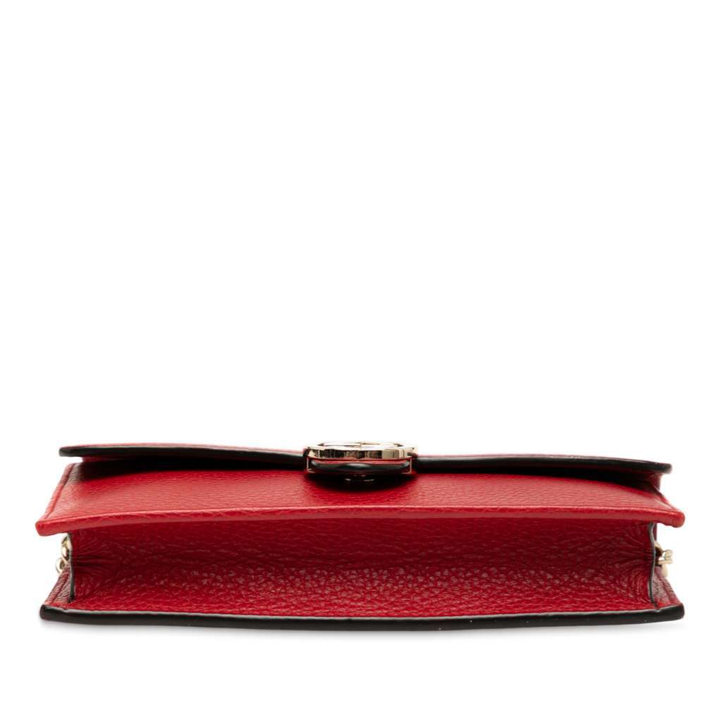 Gucci Leather Interlocking G Dollar Wallet on Chain Red Leather Very good - Inside View