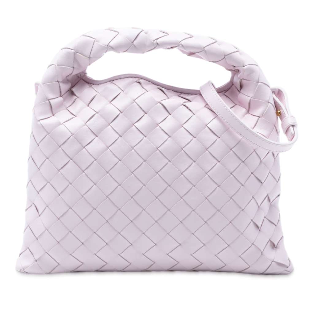 Bottega Veneta Mini Calfskin Intrecciato Hop Satchel Pink Leather Very good condition - Front View