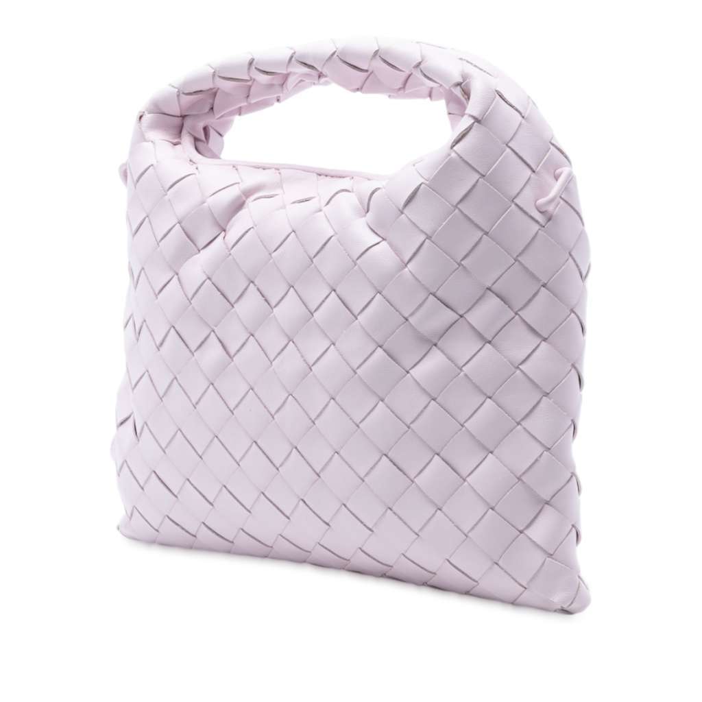 Bottega Veneta Mini Calfskin Intrecciato Hop Satchel Pink Leather Very good condition - Back View