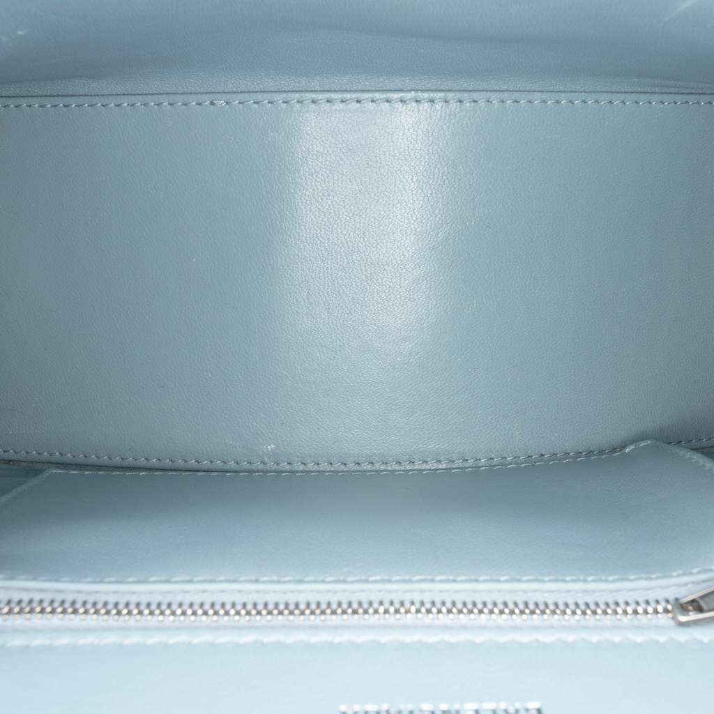 Balenciaga Small Croc Embossed Hourglass Top Handle Bag Blue Leather Very good - Model View