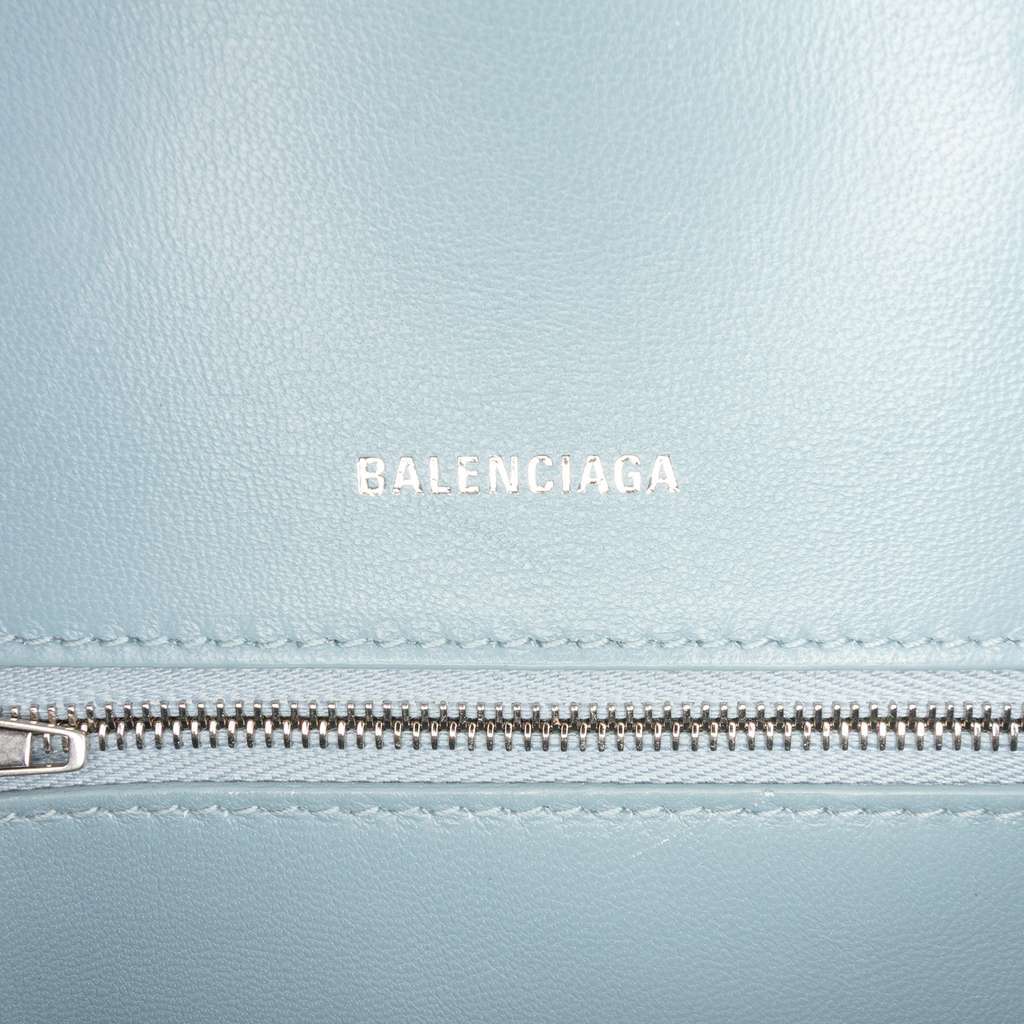 Balenciaga Small Croc Embossed Hourglass Top Handle Bag Blue Leather Very good - Box View