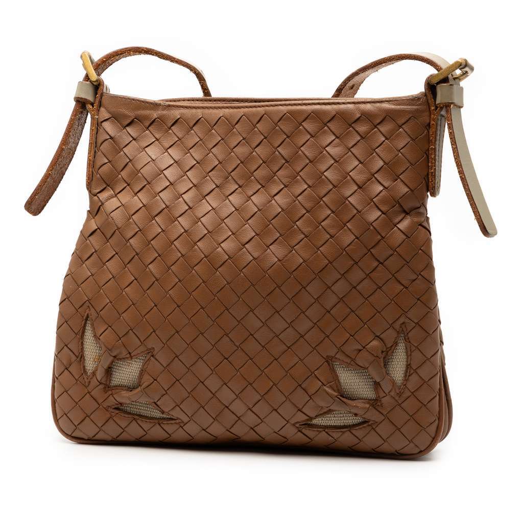 Bottega Veneta Nappa Intrecciato Cutwork Crossbody Brown Leather Very good - Back View