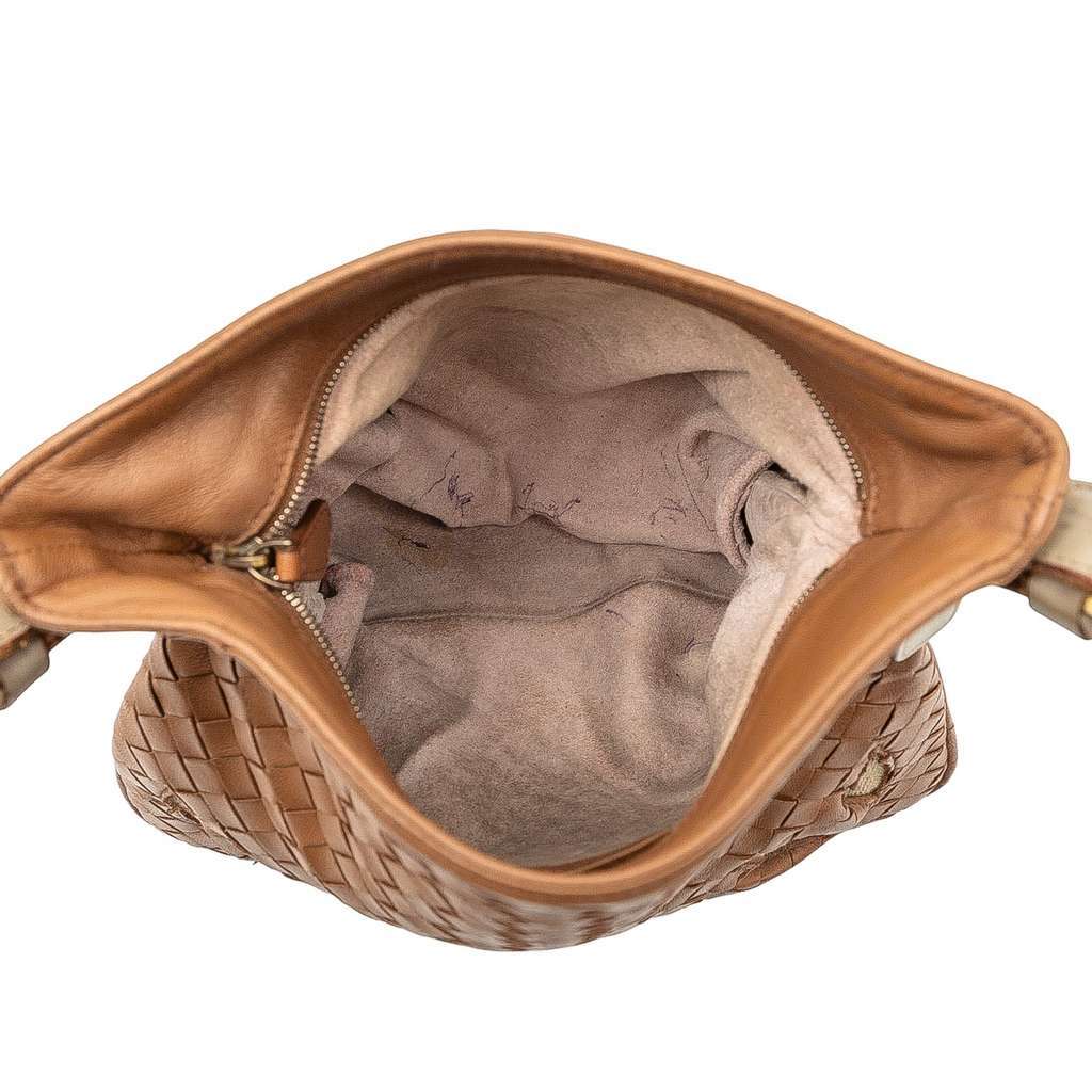Bottega Veneta Nappa Intrecciato Cutwork Crossbody Brown Leather Very good - Model View