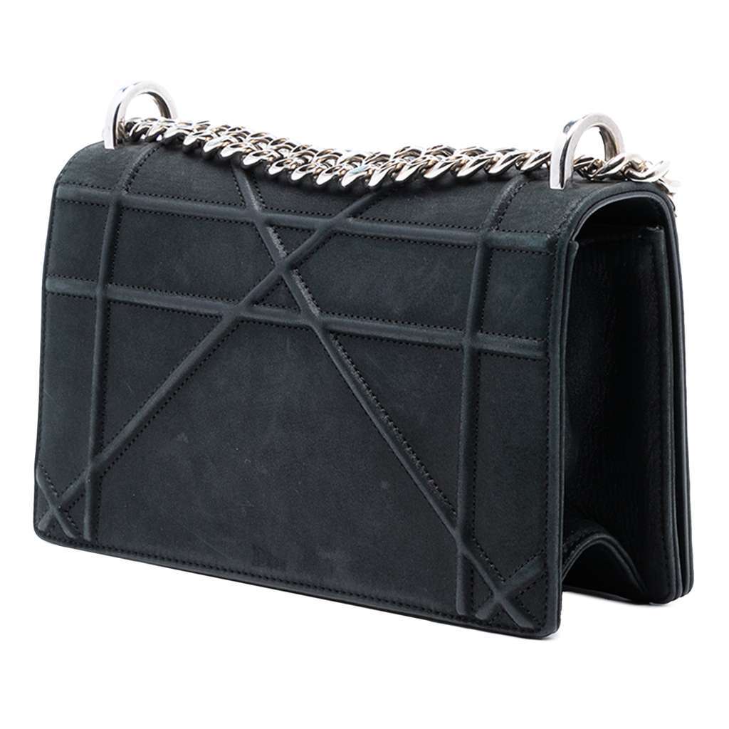 Dior Small Lambskin Diorama Flap Black Leather Good - Back View