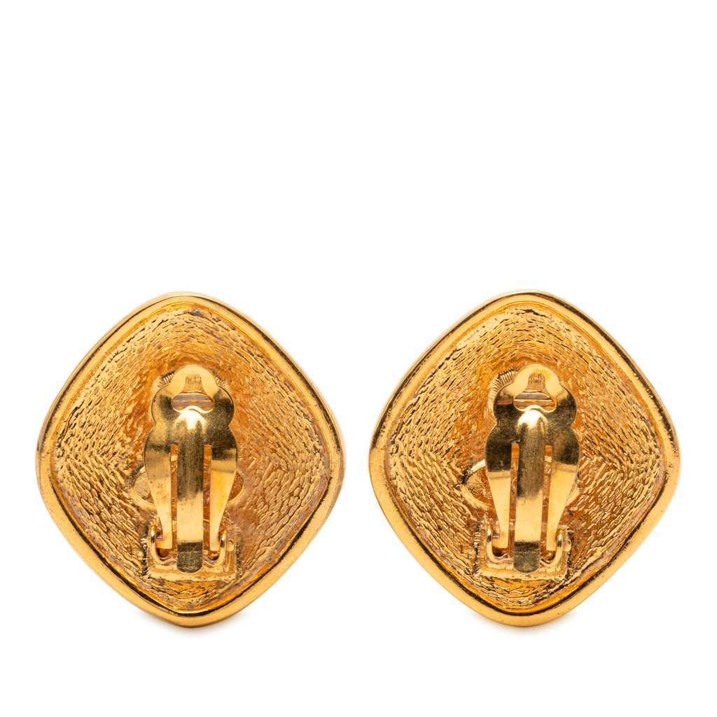 Chanel Gold Plated CC Clip On Earrings Gold Metal Very good - Back View