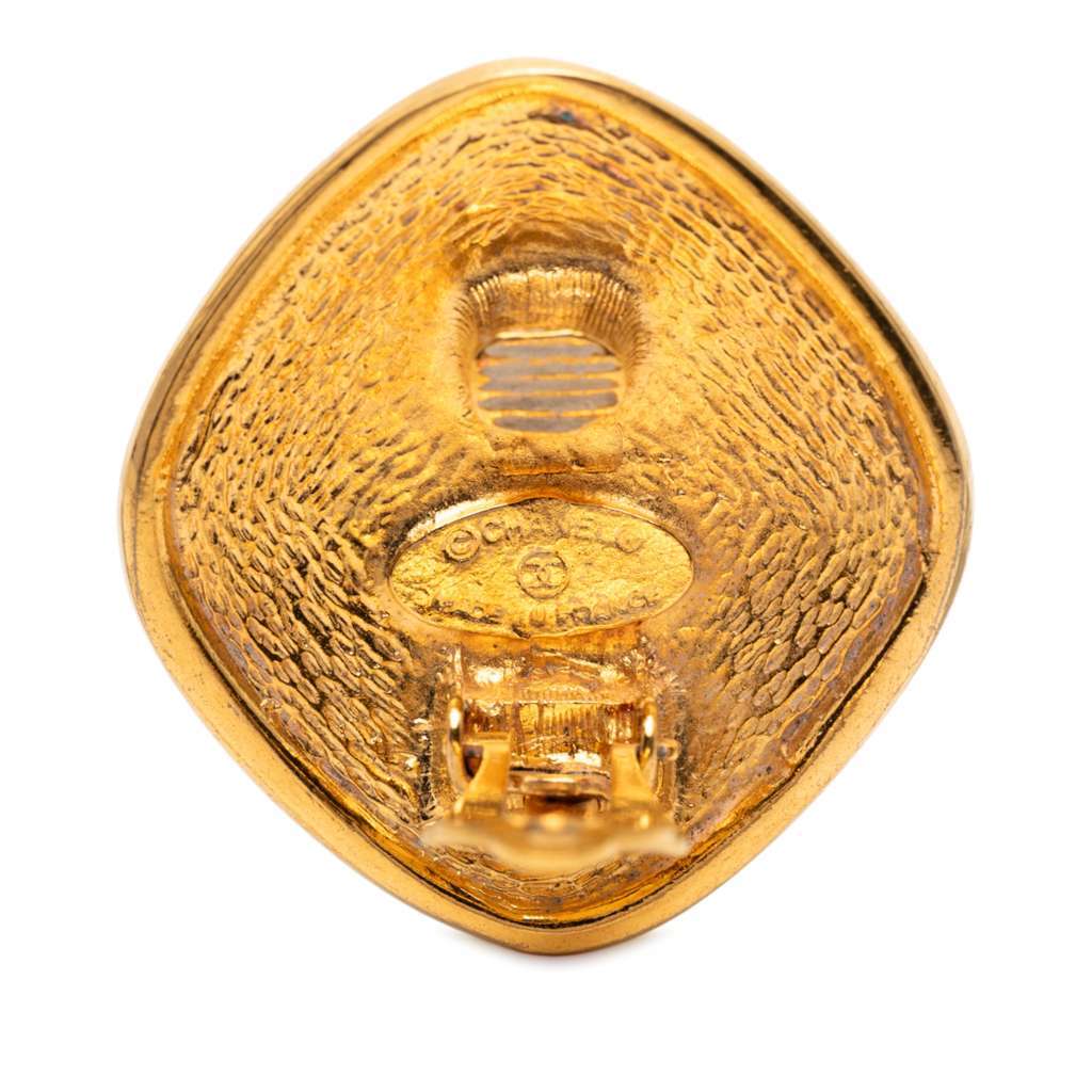 Chanel Gold Plated CC Clip On Earrings Gold Metal Very good - Inside View
