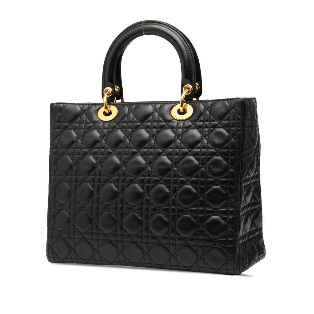 Dior Large Lambskin Cannage Lady Dior Black Leather Very good - Back View