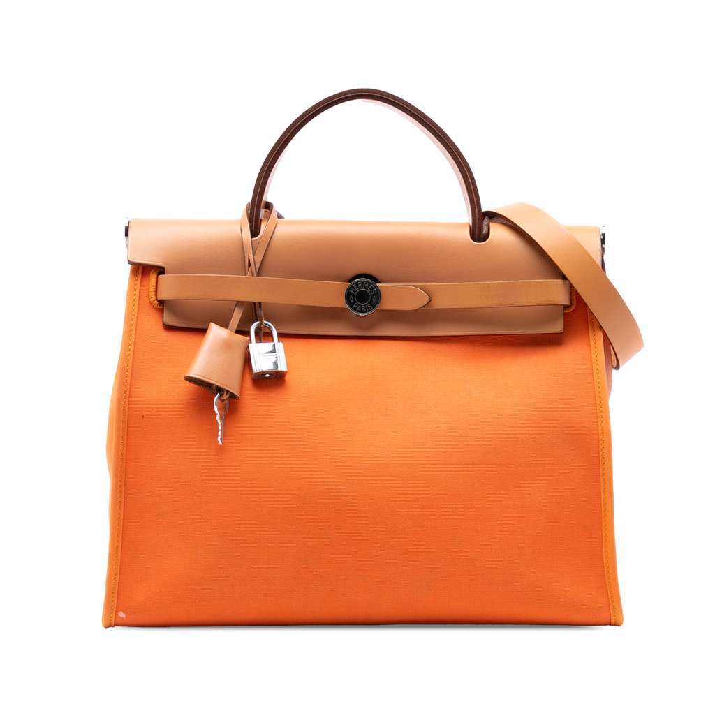 Hermès Toile Herbag Zip 31 Orange Canvas Good condition - Front View