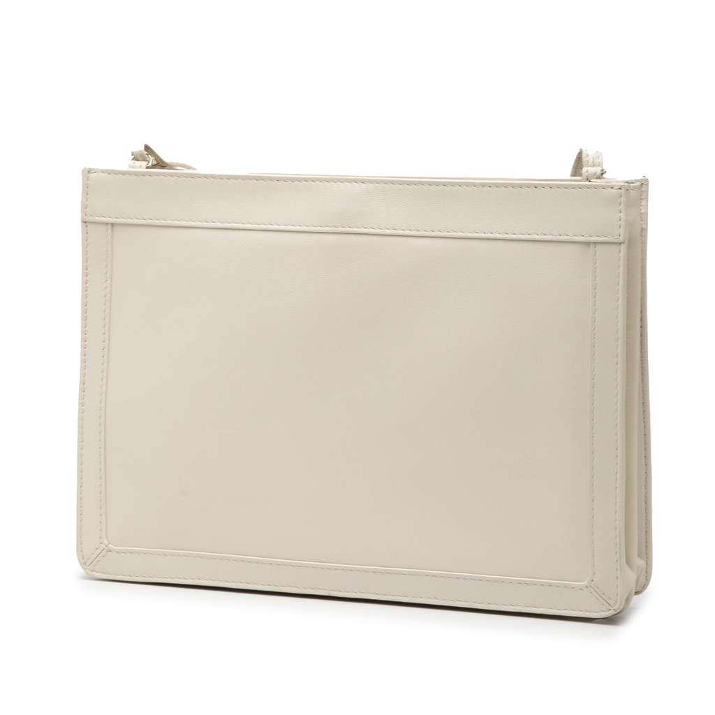 Balenciaga Leather Perforated Logo Navy Pochette Crossbody White Leather Very good - Back View