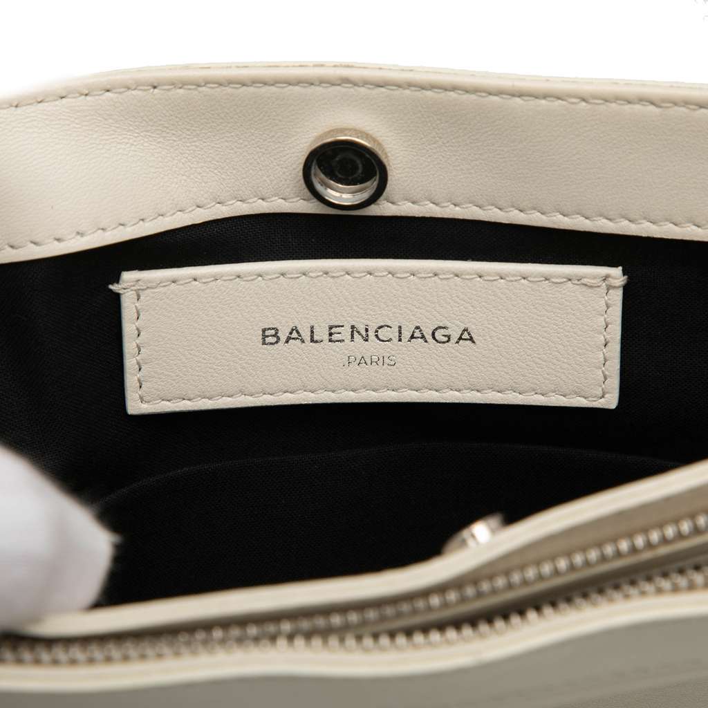 Balenciaga Leather Perforated Logo Navy Pochette Crossbody White Leather Very good - Box View