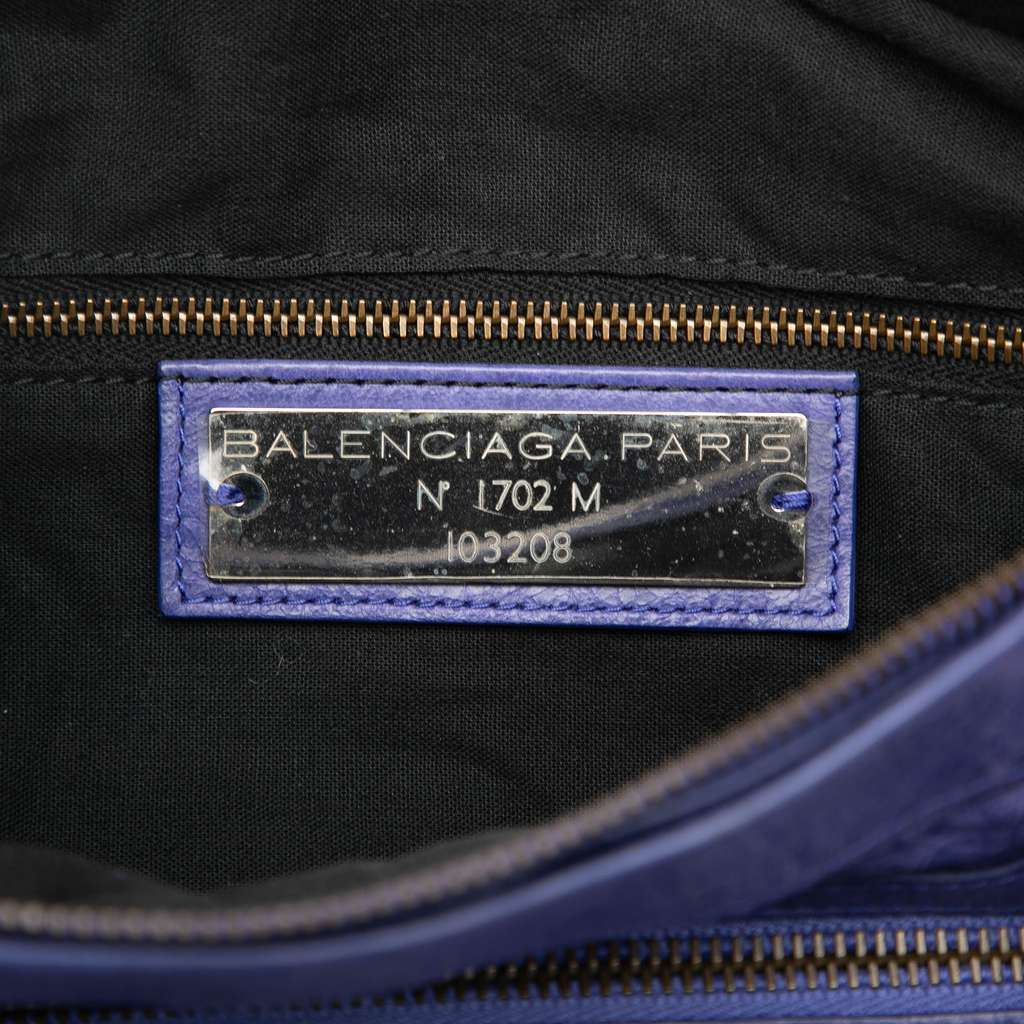 Balenciaga Lambskin Motocross Classic First Satchel Purple Leather Good condition - Box View