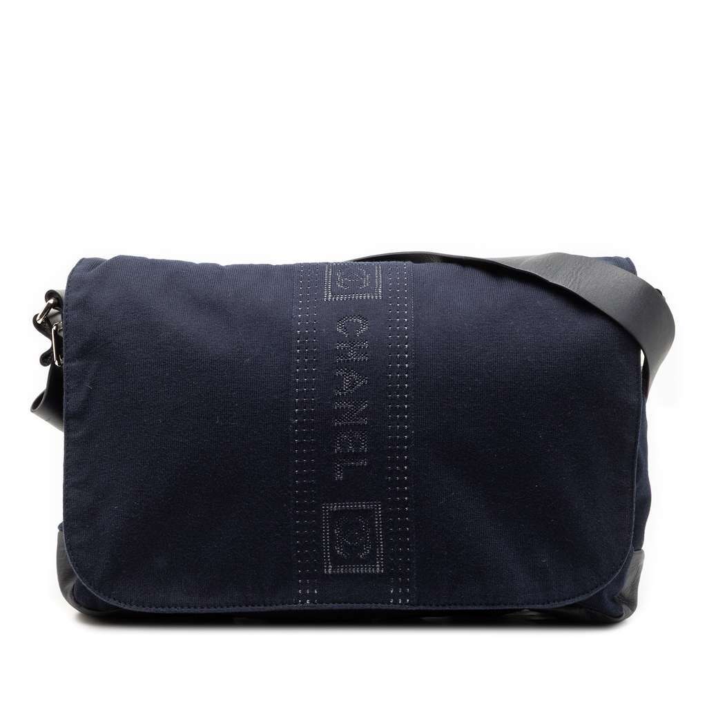 Chanel Canvas Sports Line Logo Messenger Bag Blue Canvas Good condition - Front View