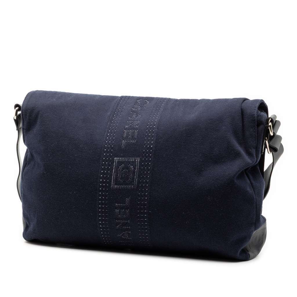 Chanel Canvas Sports Line Logo Messenger Bag Blue Canvas Good condition - Back View