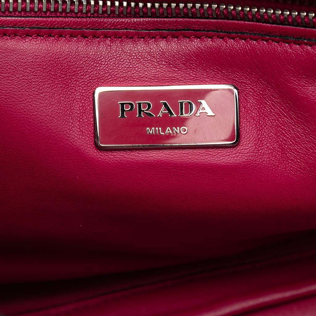 Prada Small Scamosciato Twin Pocket Satchel Pink Leather Very good - Box View