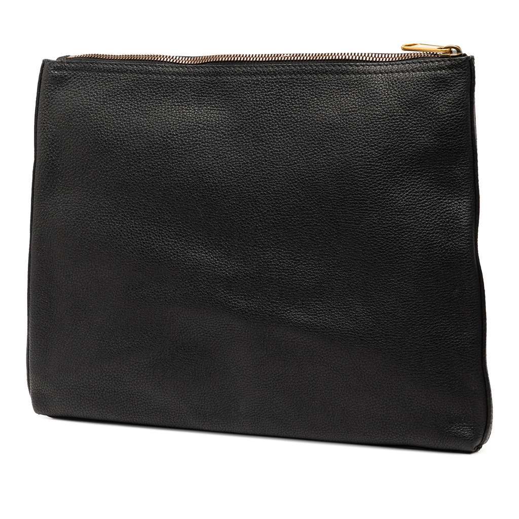 Gucci Medium Leather Logo Portfolio Clutch Black Leather Very good - Back View