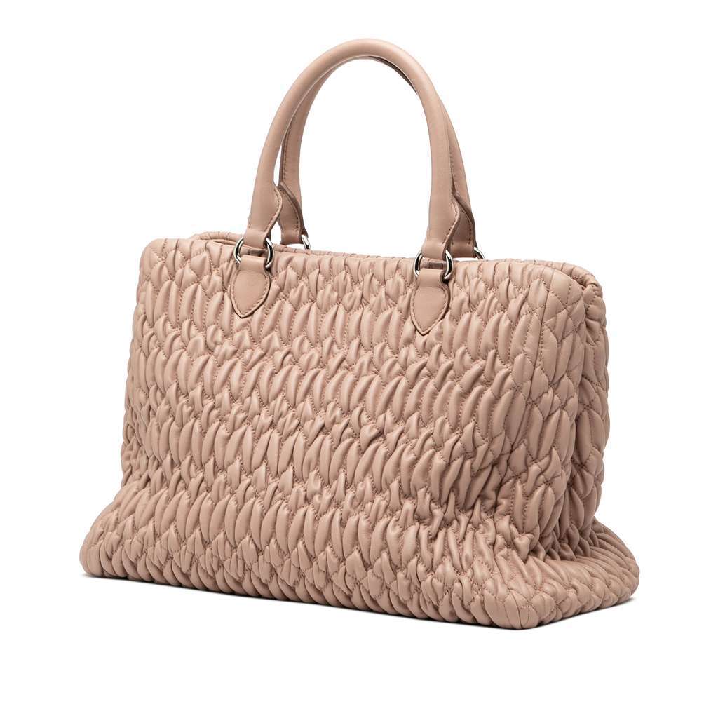 Miu Miu Matelasse Nappa Crystal Satchel Brown Leather Good - Back View