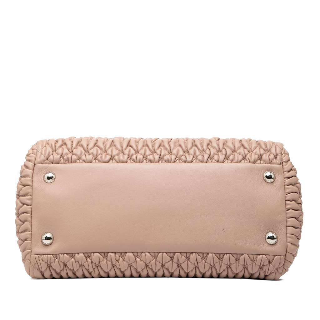 Miu Miu Matelasse Nappa Crystal Satchel Brown Leather Good - Inside View