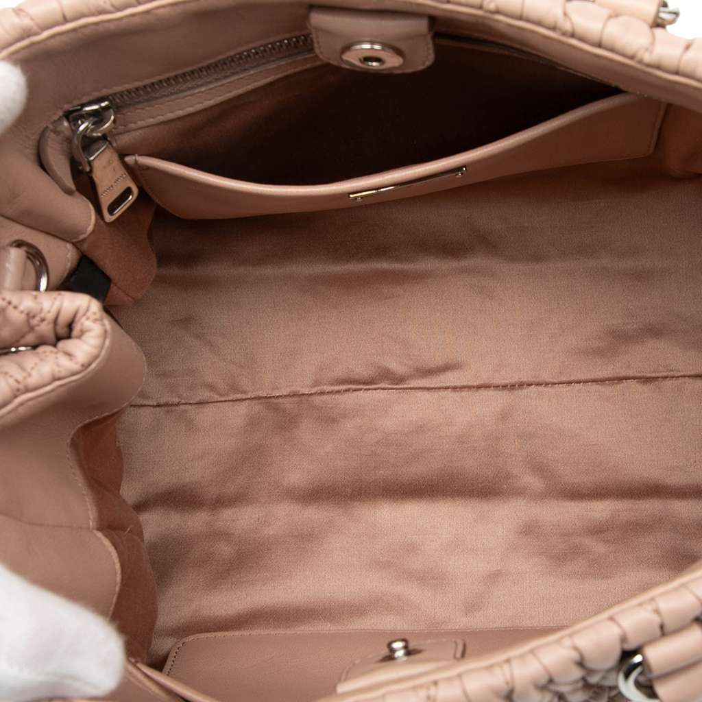 Miu Miu Matelasse Nappa Crystal Satchel Brown Leather Good - Model View