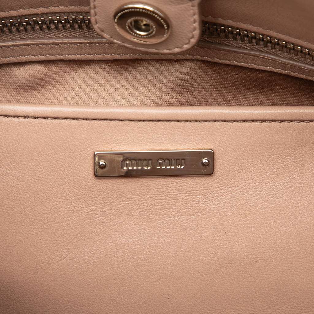 Miu Miu Matelasse Nappa Crystal Satchel Brown Leather Good - Box View
