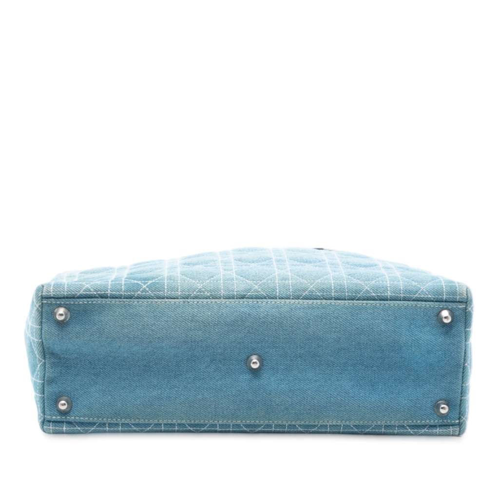 Dior Large Denim Cannage Acrylic Handles Lady Dior Blue Denim Very good - Inside View