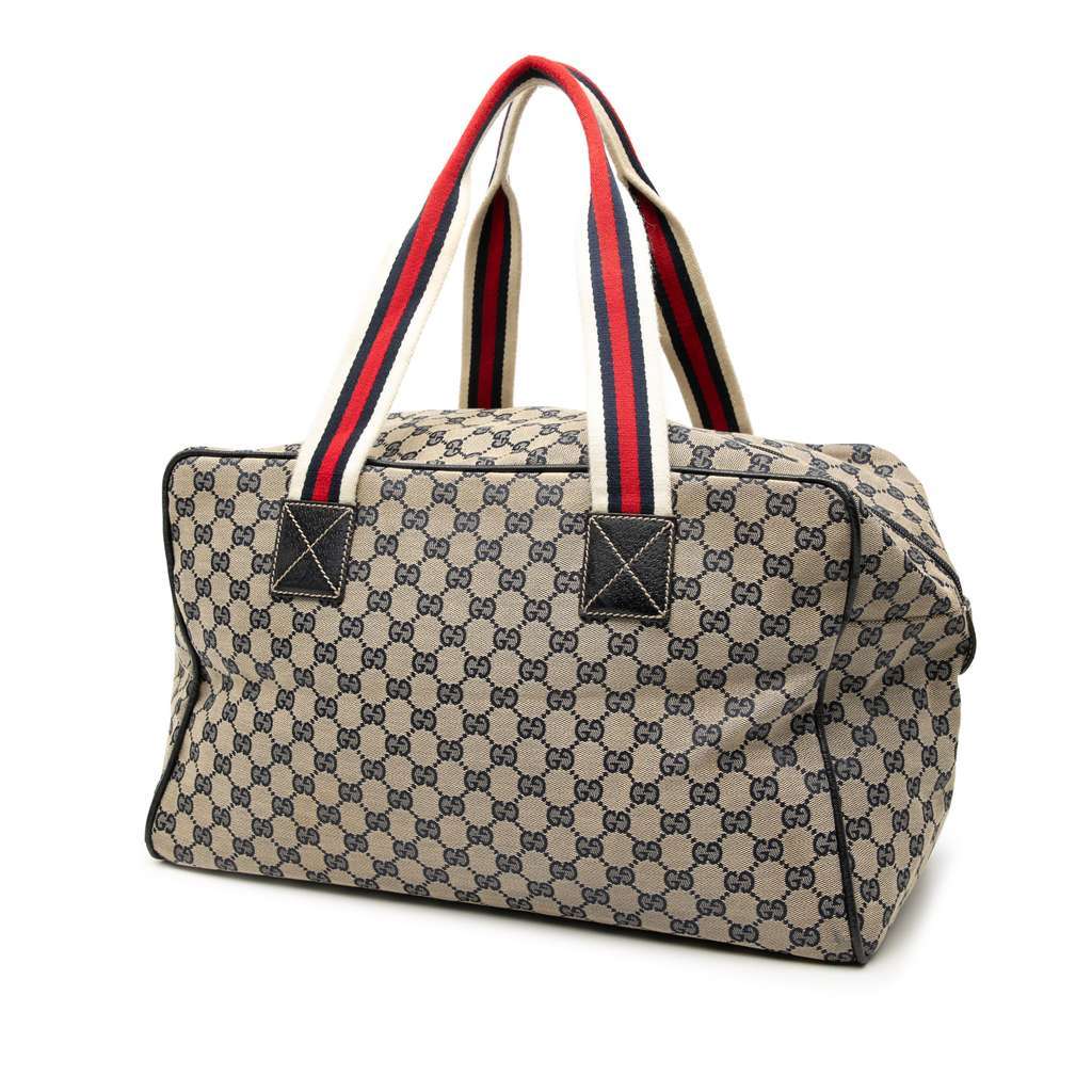 Gucci GG Canvas Web Travel Bag Brown Canvas Very good condition - Back View