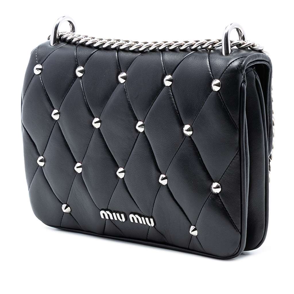 Miu Miu Studded Matelasse Leather Crossbody Black Leather Good condition - Back View