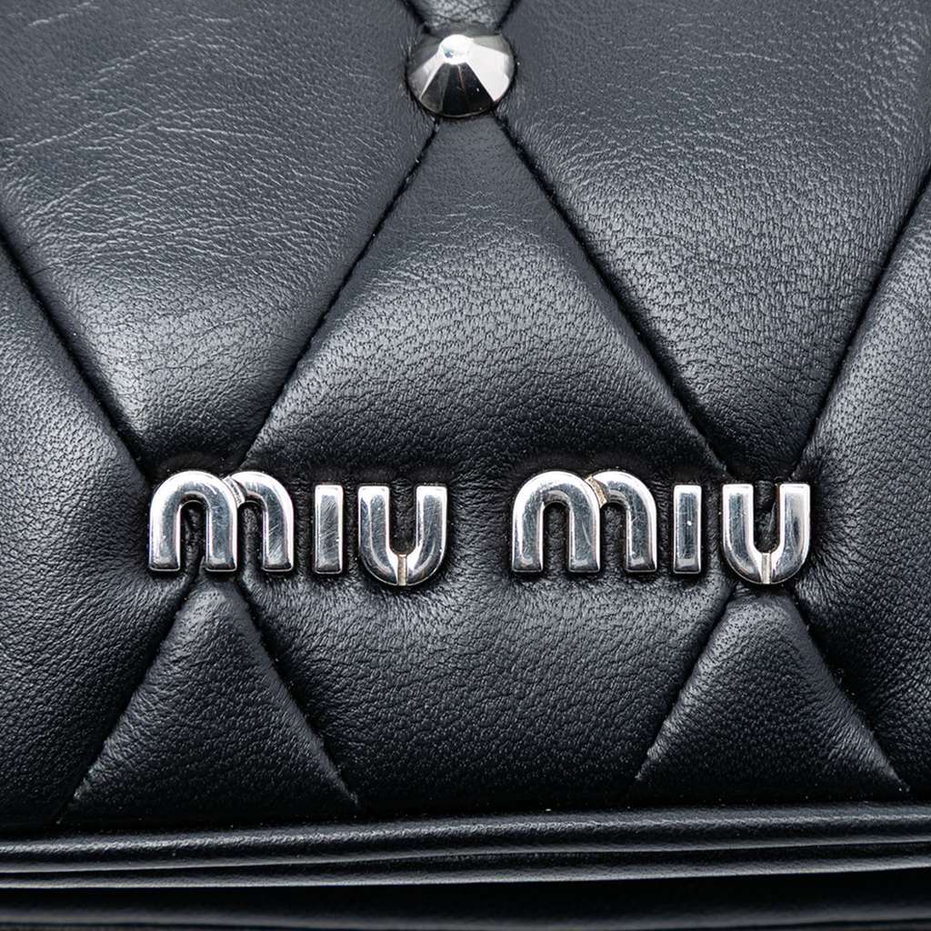 Miu Miu Studded Matelasse Leather Crossbody Black Leather Good condition - Box View
