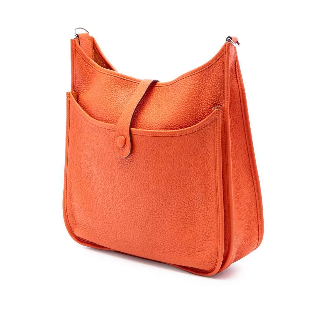 Hermès Clemence Evelyne III GM Orange Leather Good condition - Back View