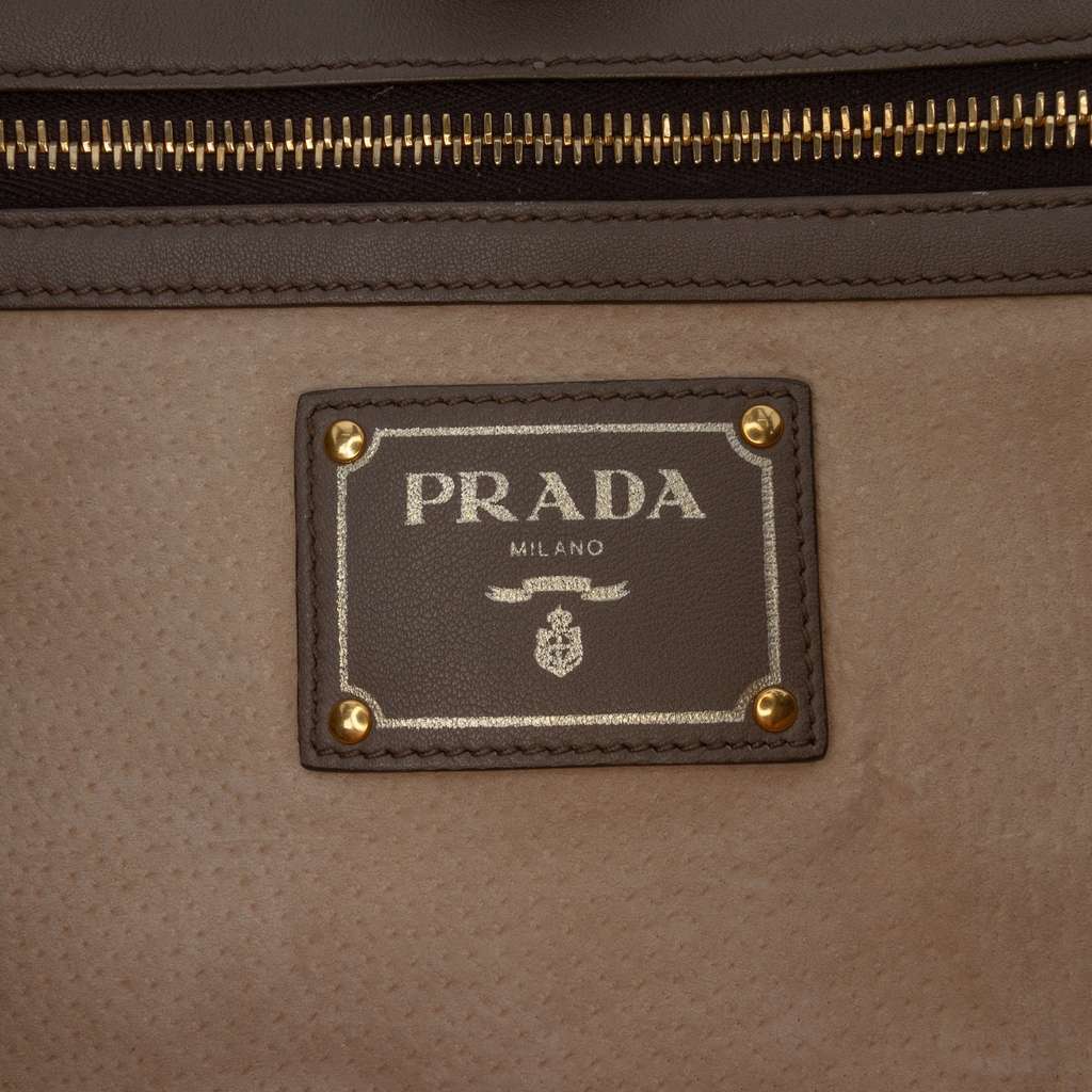 Prada Soft Calf Open Convertible Tote Grey Leather Good condition - Box View