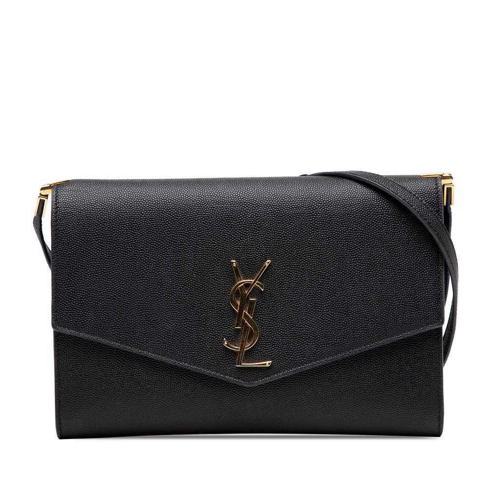 Saint Laurent Mini Grain de Poudre Uptown Crossbody Black Leather Very good - Front View