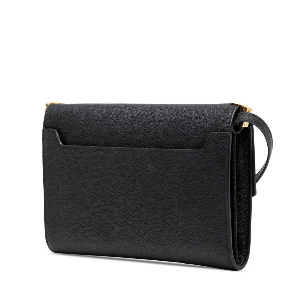 Saint Laurent Mini Grain de Poudre Uptown Crossbody Black Leather Very good - Back View