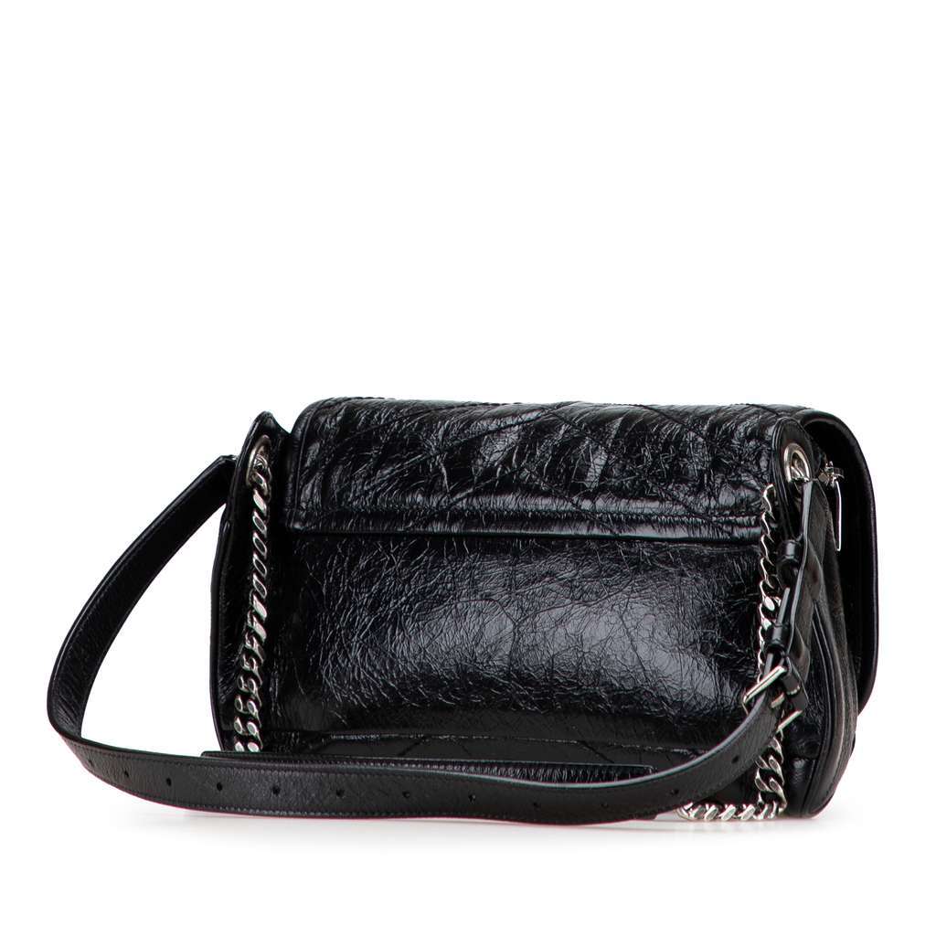 Saint Laurent Crinkled Calfskin Monogram Niki Belt Bag Black Leather Good - Back View