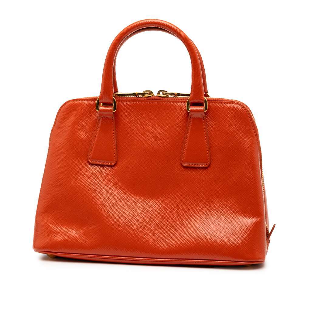 Prada Small Saffiano Vernice Promenade Satchel Orange Leather Very good - Back View